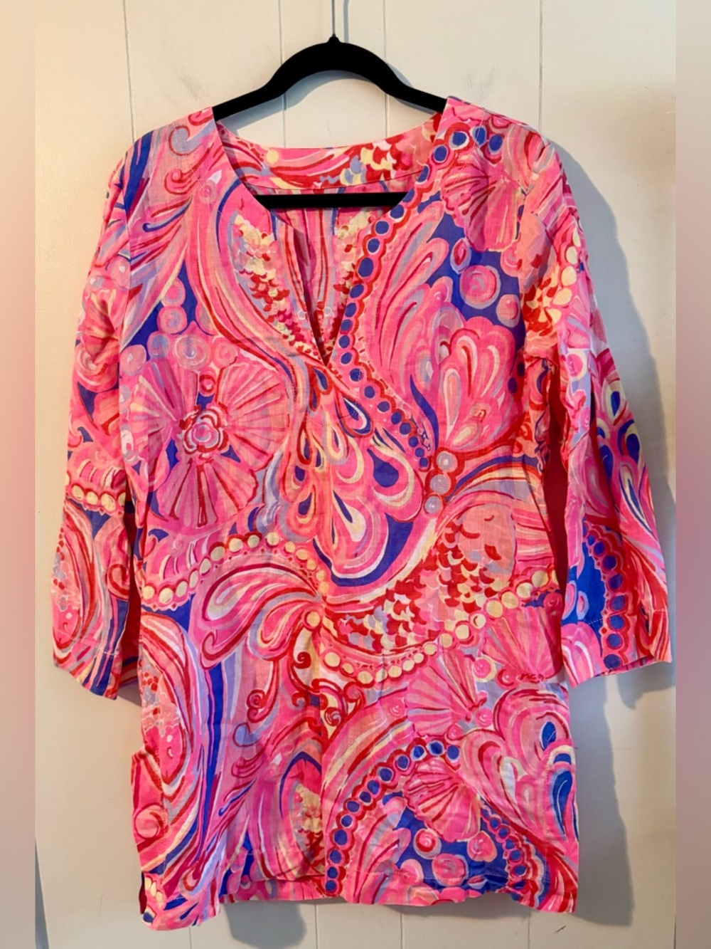 Lilly Pulitzer Marco Island Linen Tunic Cover Up Size L - Picture 3 of 9